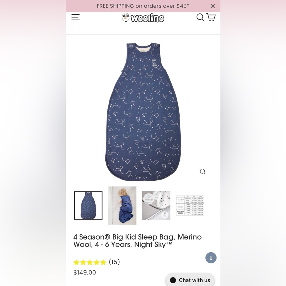 NWT Woolino Big Kids Sleep Sack